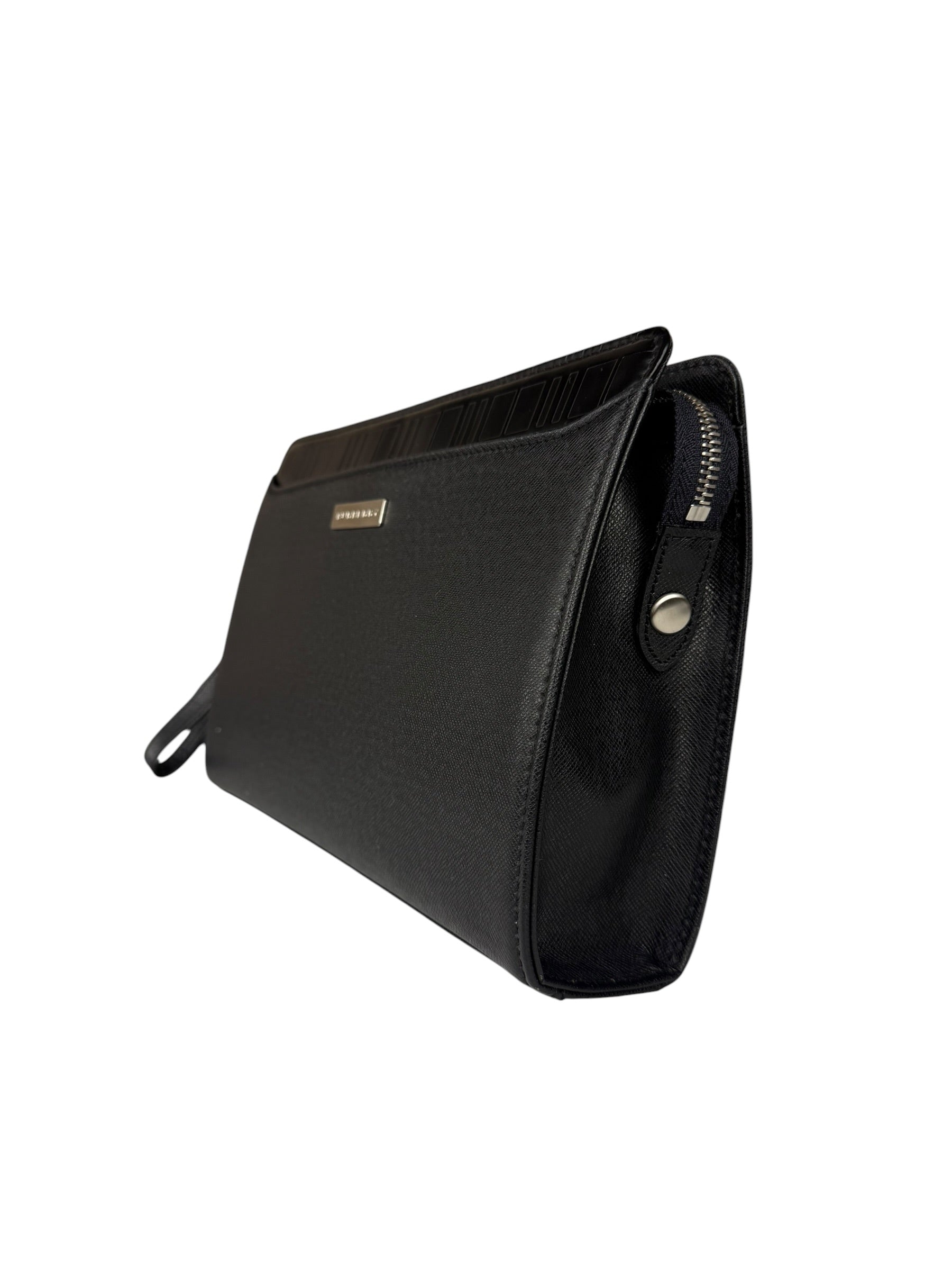 Burberry Black Leather Zip Clutch Pouch