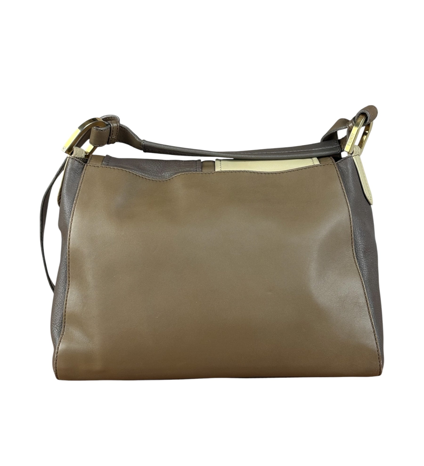 Fendi Colorblock Leather Two-Way Flap Bag