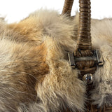 Ferragamo Vintage Fur Rattan Top Handle Bag