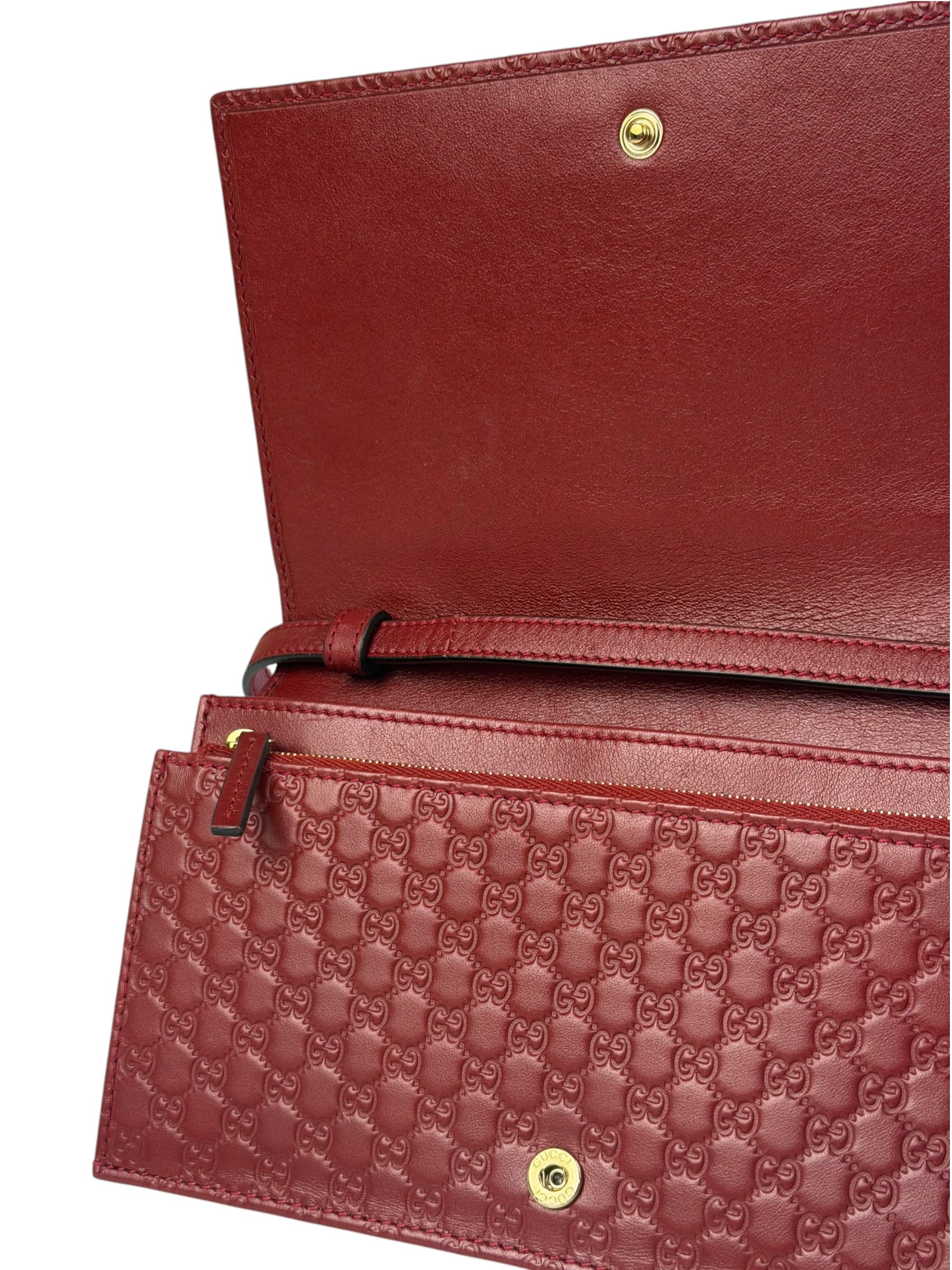 Gucci Red Micro GG Leather Crossbody Wallet