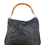 Gucci Vintage Black Canvas Bamboo Handle Bag
