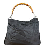 Gucci Vintage Black Canvas Bamboo Handle Bag
