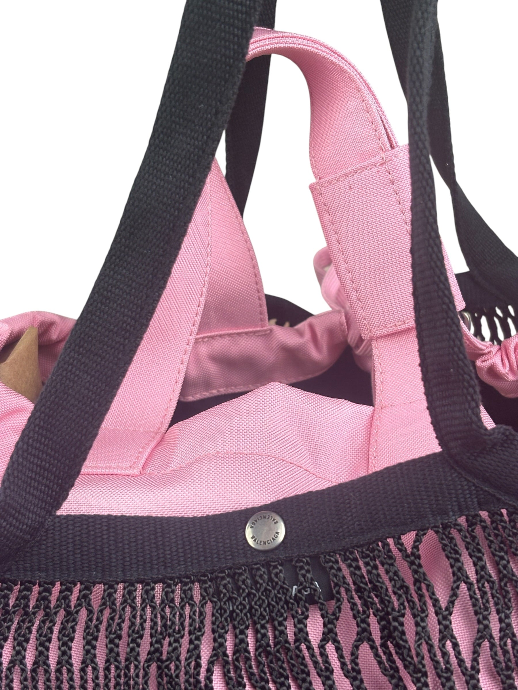 Balenciaga Pink/Black 24/7 Layered Mesh Tote Bag