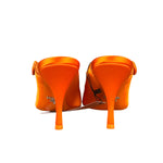 Prada Orange Satin Heel Mules