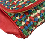 Fendi Colorblock Leather Woven Shoulder Bag