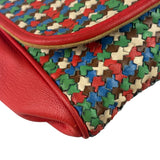 Fendi Colorblock Leather Woven Shoulder Bag