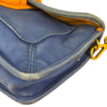 Prada Vintage Cobalt Blue Canvas Flap Shoulder Bag