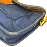 Prada Vintage Cobalt Blue Canvas Flap Shoulder Bag