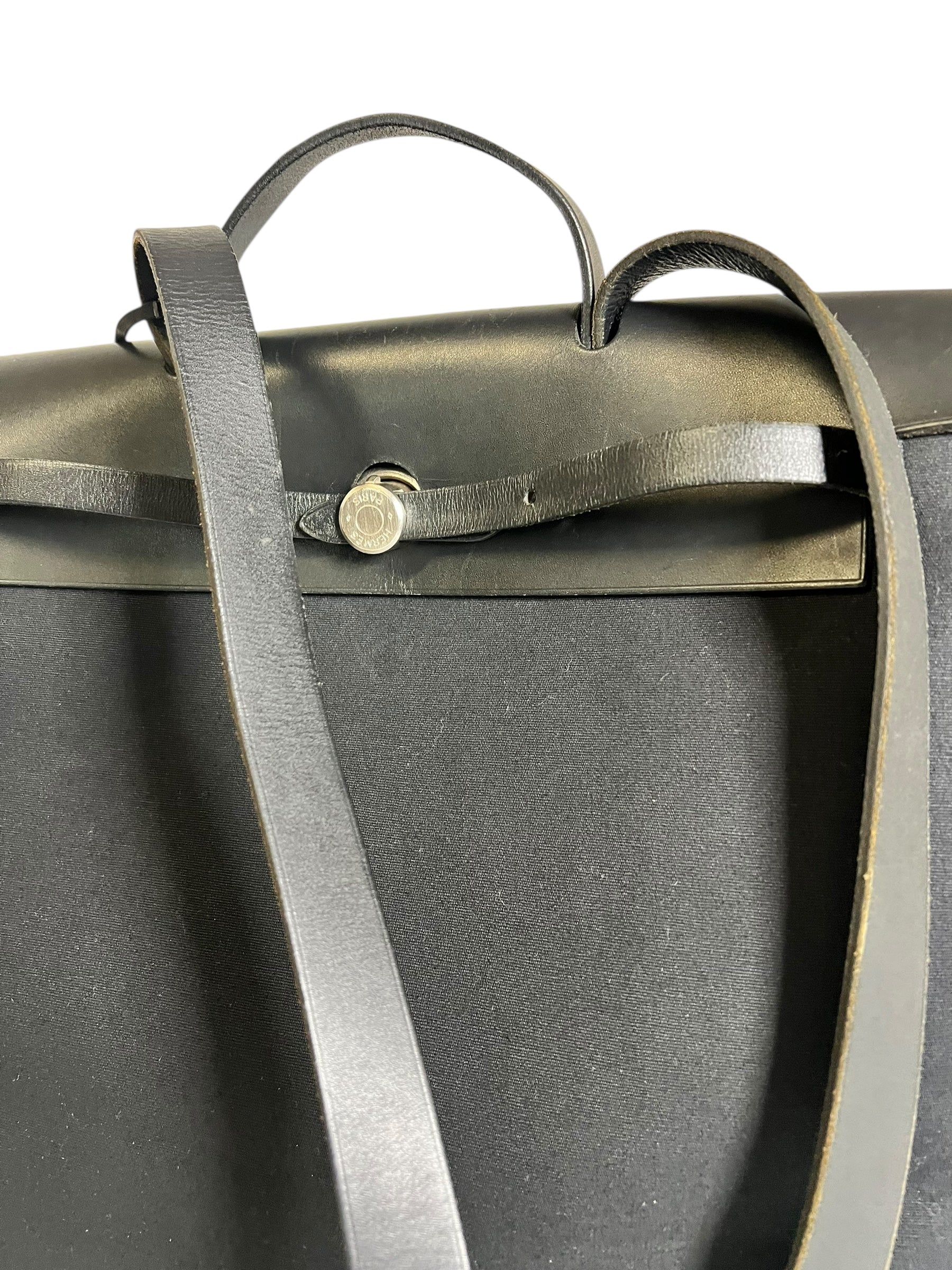 Hermes Black Toile Herbag 39 Handbag