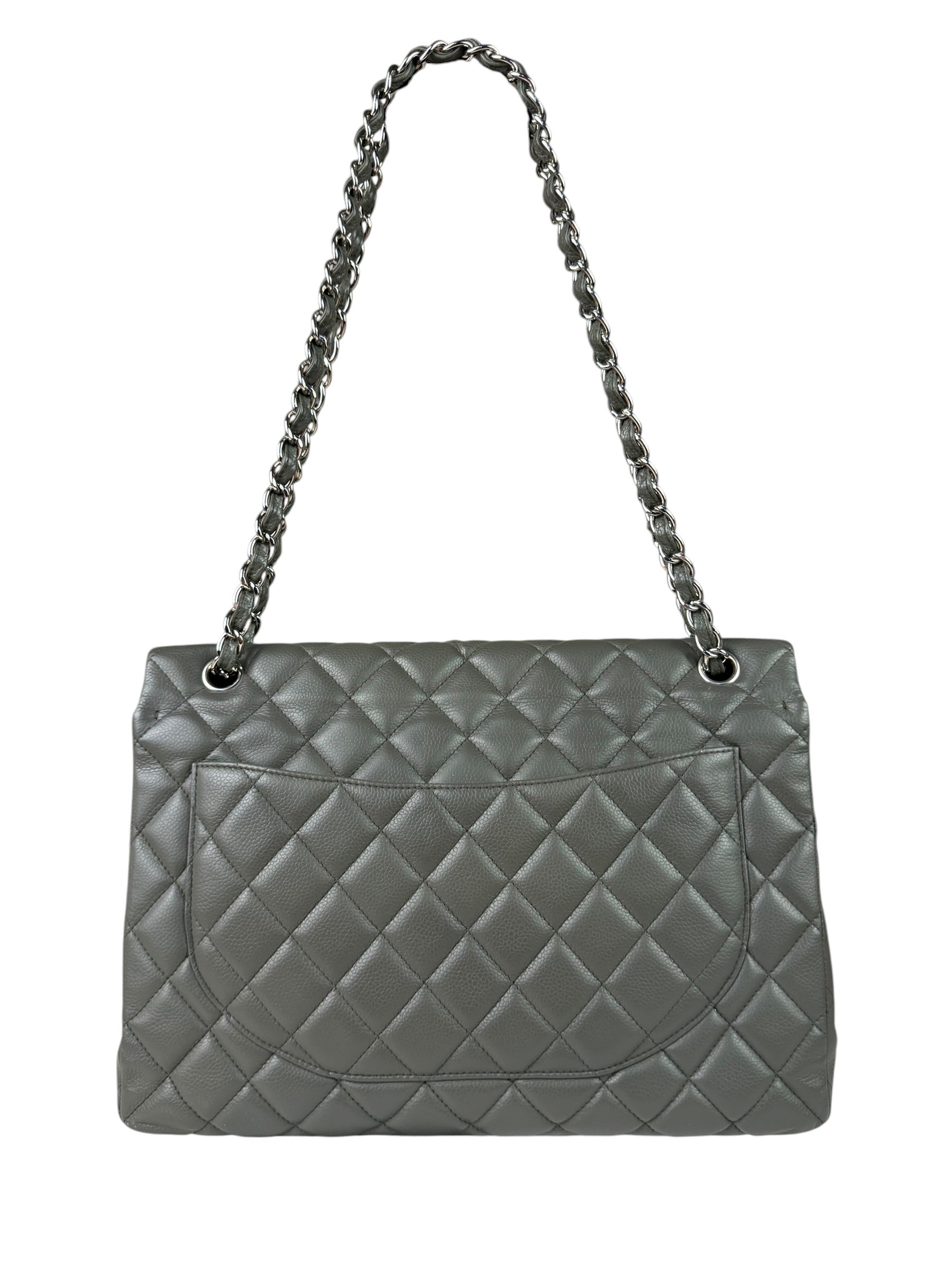 Chanel Grey Hue Caviar Quilted Jumbo Flap Bag 2010