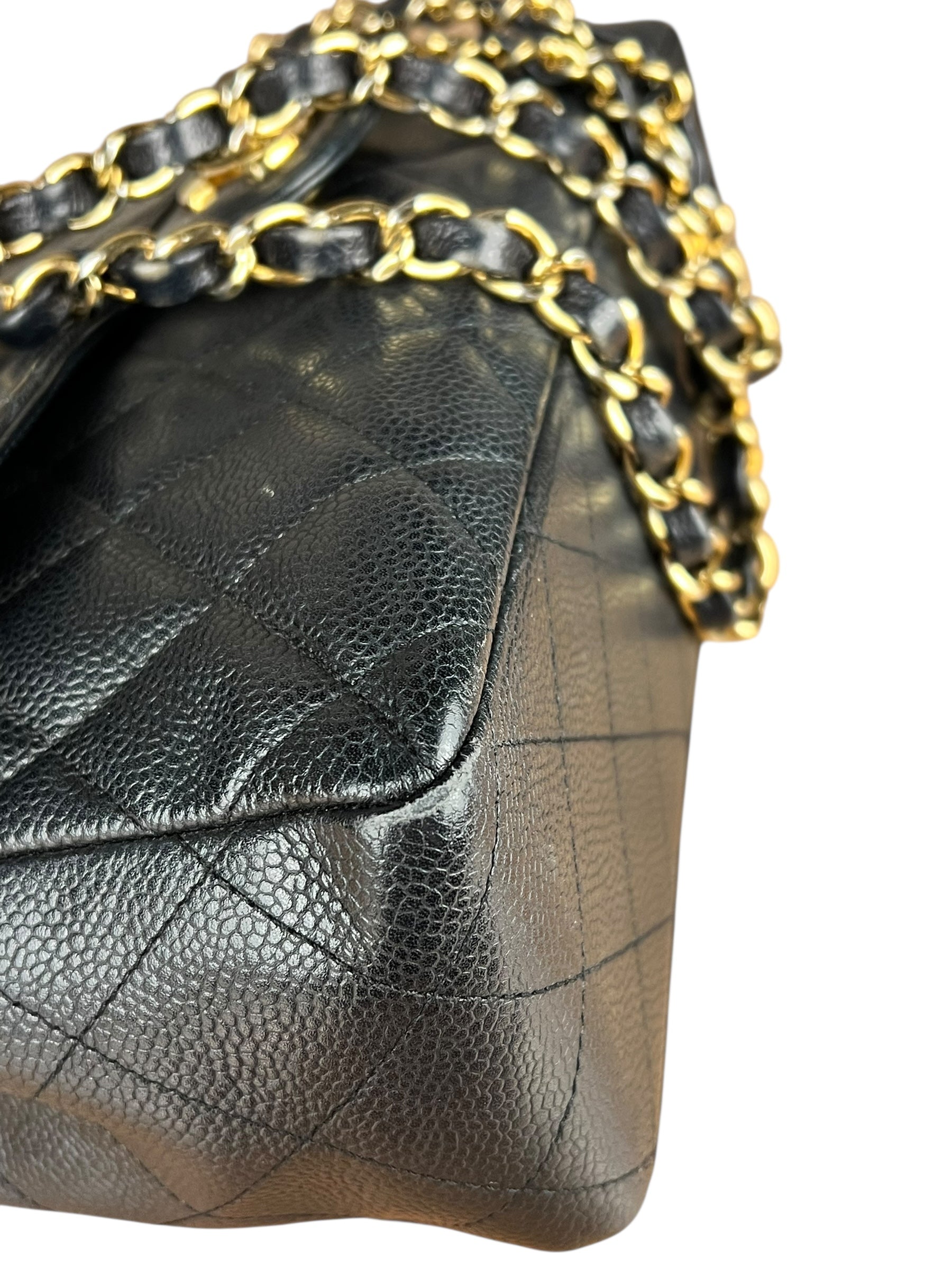 Chanel Black Caviar Leather Single Flap Bag '04