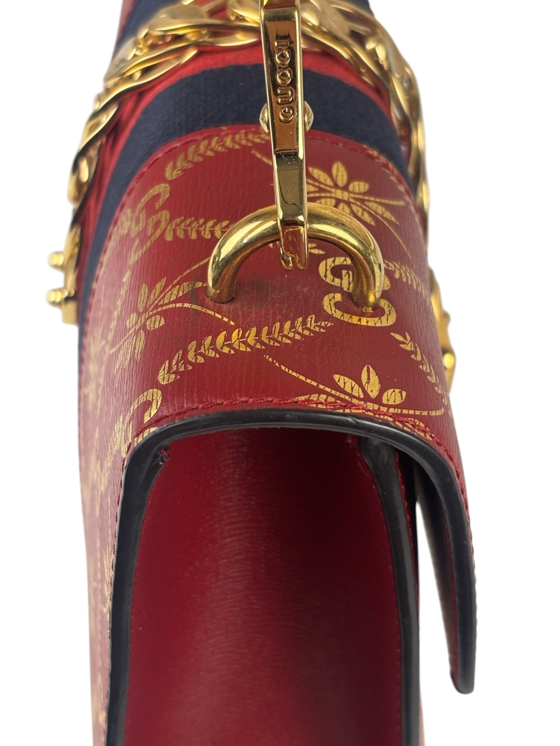 Gucci Red Leather Sylvie Chain Shoulder Bag
