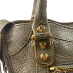 Balenciaga Gris Taupe Leather Mini Metallic Edge City Two-Way Bag