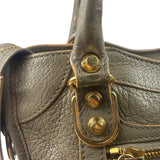 Balenciaga Gris Taupe Leather Mini Metallic Edge City Two-Way Bag