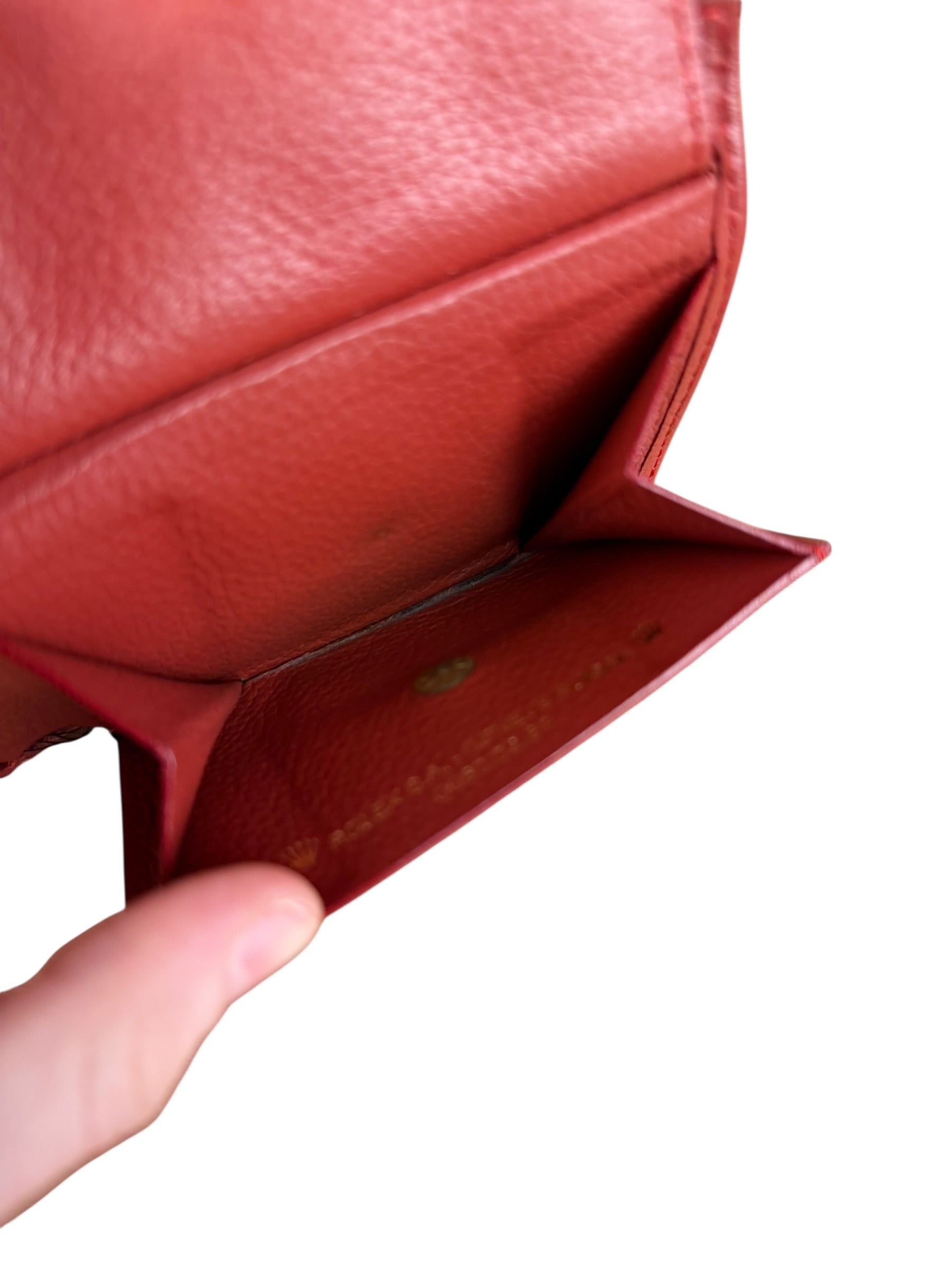 Rolex Red Leather Bifold Wallet