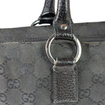 Gucci Black Leather Trim GG Top Handle Bag