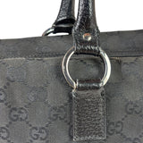 Gucci Black Leather Trim GG Top Handle Bag