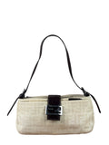 Fendi Cream Zucca Canvas Baguette Shoulder Bag