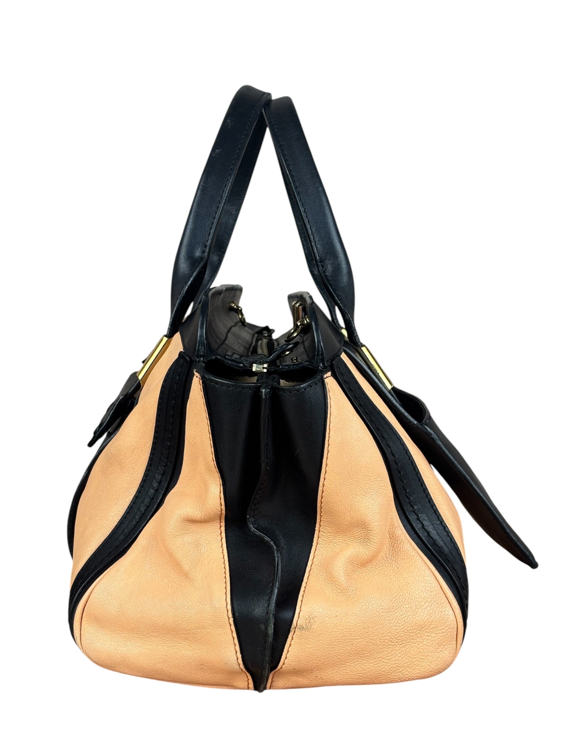Chloe Nude Pink/Black Alice Satchel Shoulder Bag