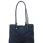 Fendi Vintage Navy Blue Leather Trim Mamma Baguette