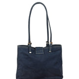 Fendi Vintage Navy Blue Leather Trim Mamma Baguette