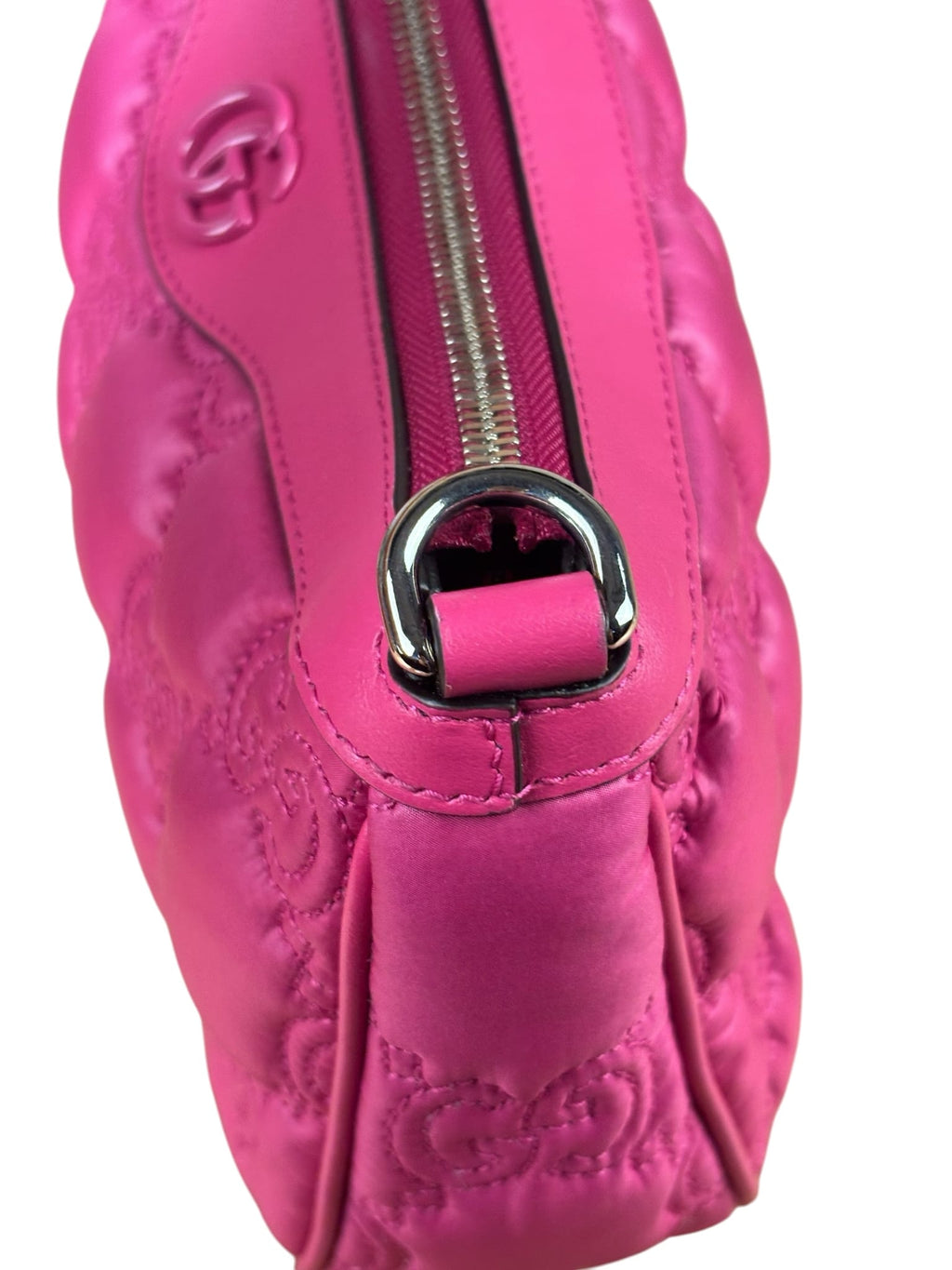 Gucci Pink Leather Trim/Nylon GG Matelasse Shoulder Bag