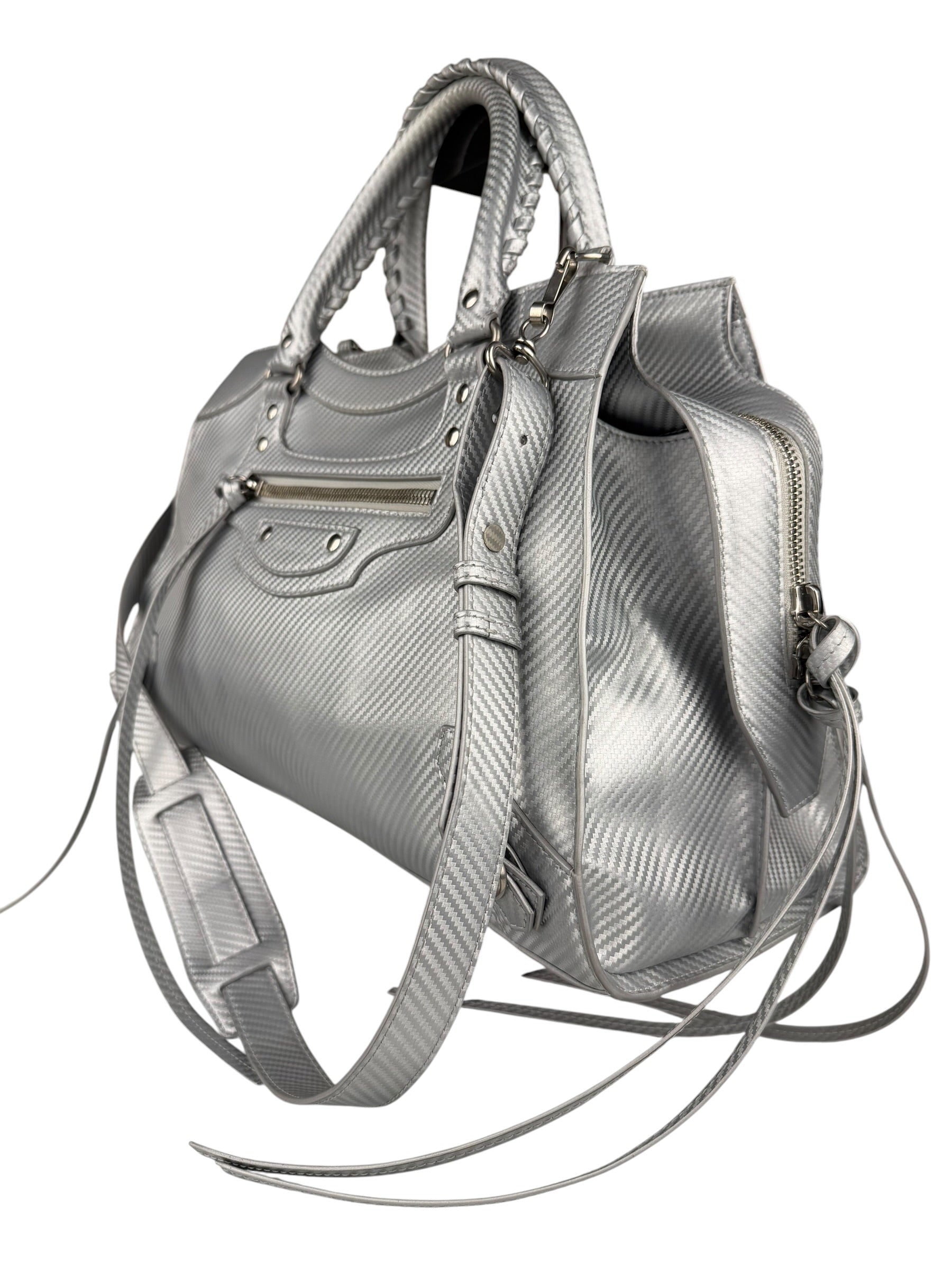 Balenciaga Carbon Fiber Silver Neo Classic City Bag Medium