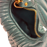 Miu Miu Dark Green Nappa Leather Wander Matelasse Micro Hobo Bag