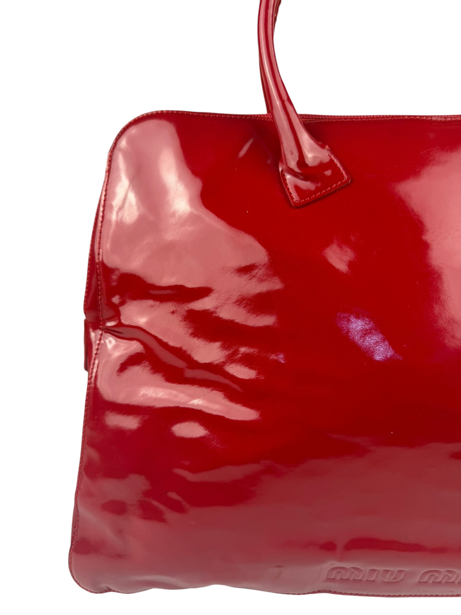 Miu Miu Glossy Candy Red Patent Leather Tote Bag