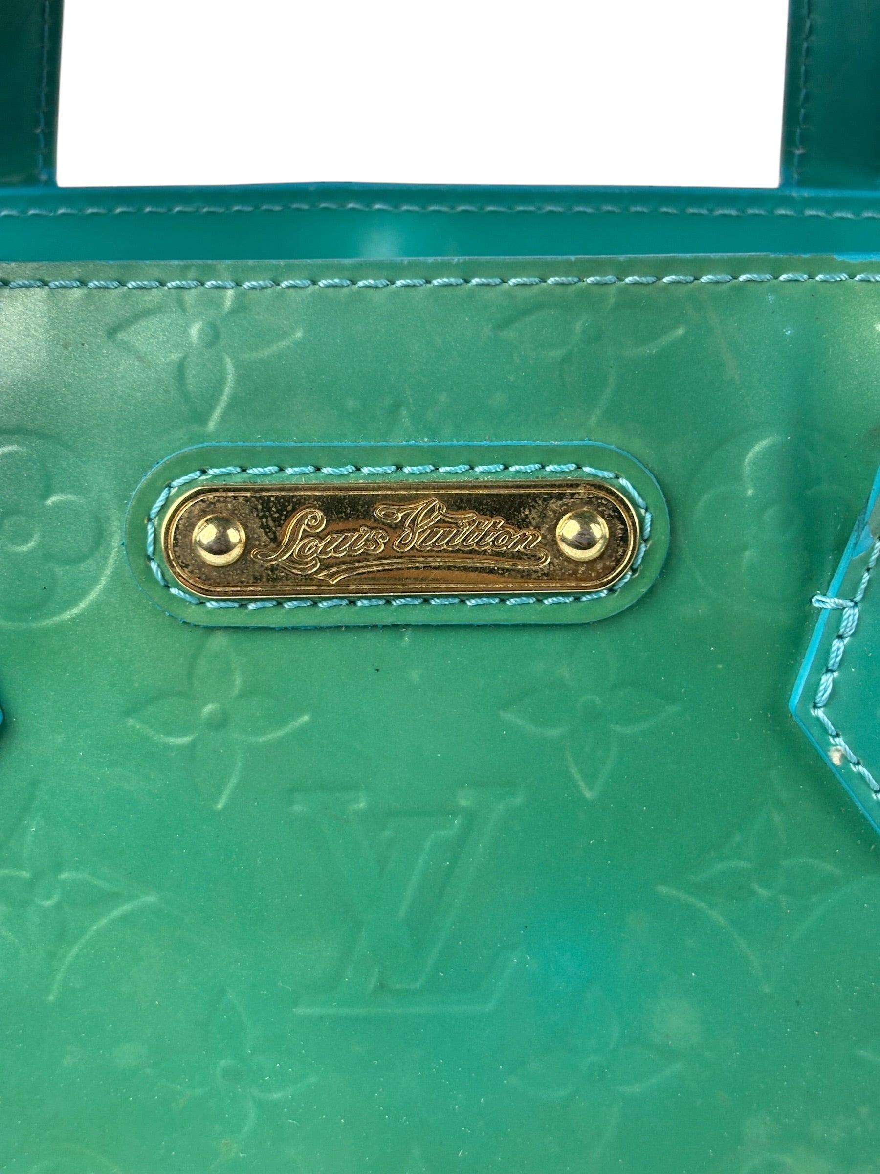 Louis Vuitton Vintage Teal Monogram Vernis Wilshire PM Tote