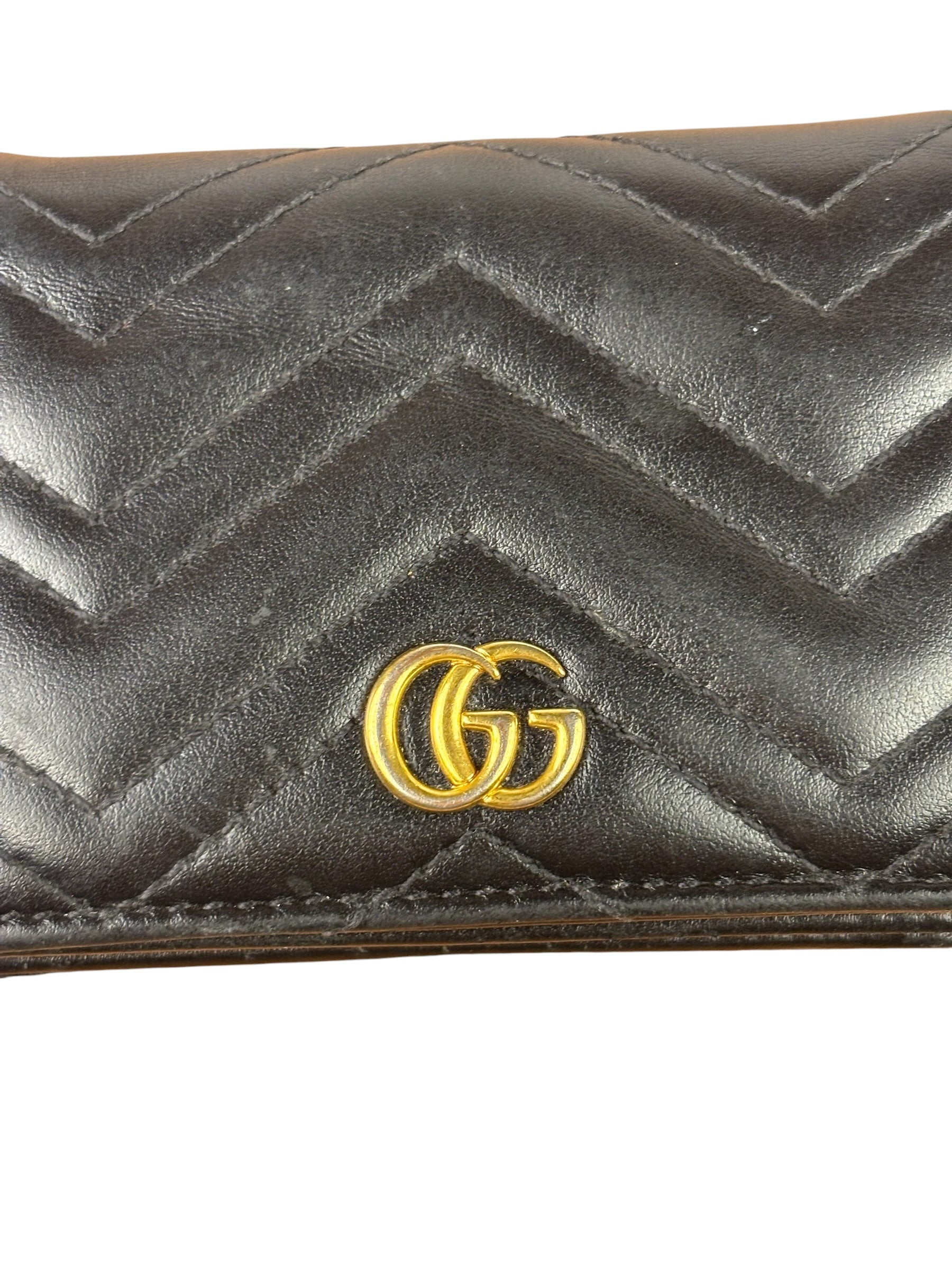 Gucci Black Leather Marmont Card Case Wallet