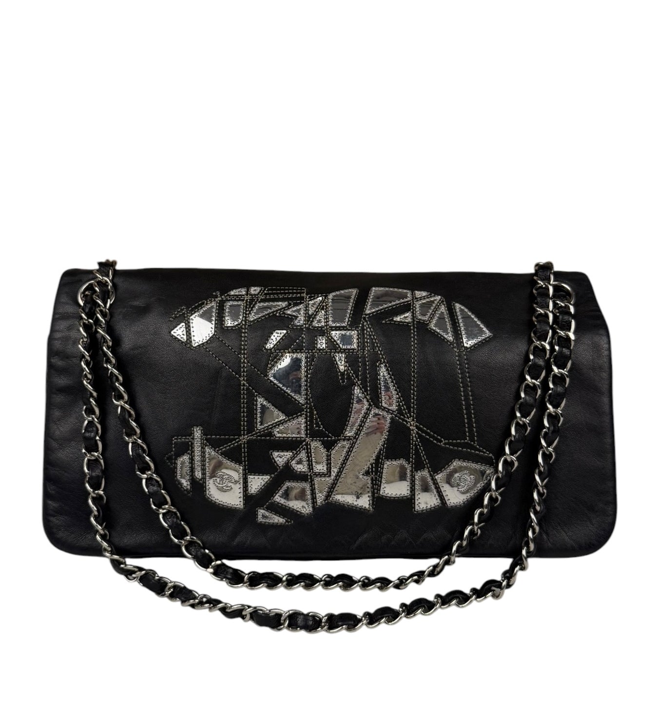 Chanel Black Leather CC Mirrored Mosaic Flap Bag 2008
