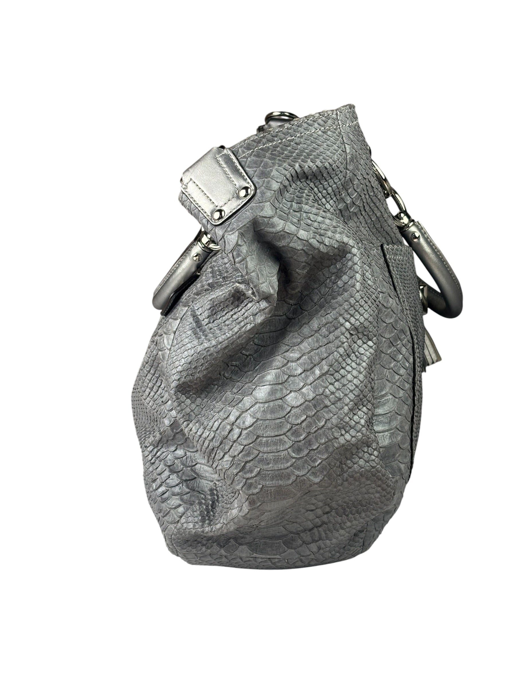Coach Grey Pythonskin  Indy Babouska Two-Way Shoulder Bag