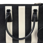 Prada Black/White Saffiano Leather Striped Two-Way Bag