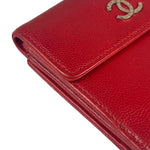 Chanel Vintage Red Caviar Compact Wallet 2010