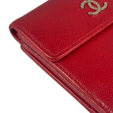 Chanel Vintage Red Caviar Compact Wallet 2010