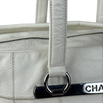 Chanel White Chocolate Bar Quilted Caviar LAX Bowler Bag 2004