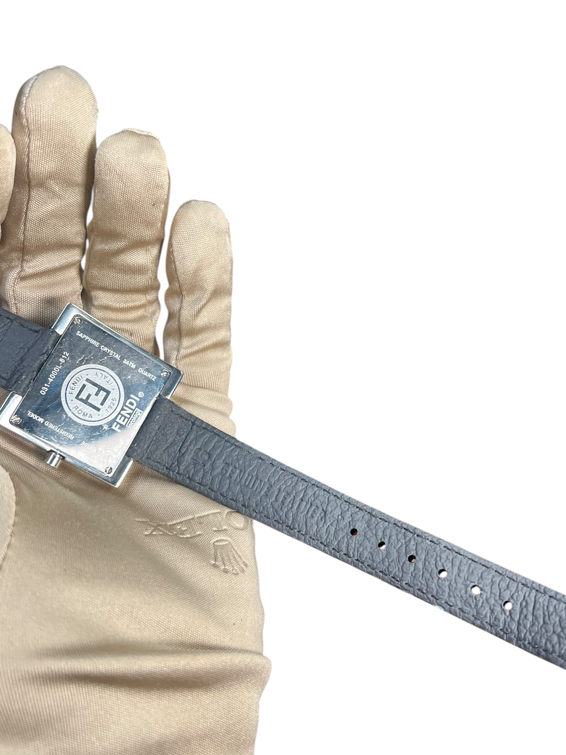 Fendi FF Black Dial Black Leather Strap