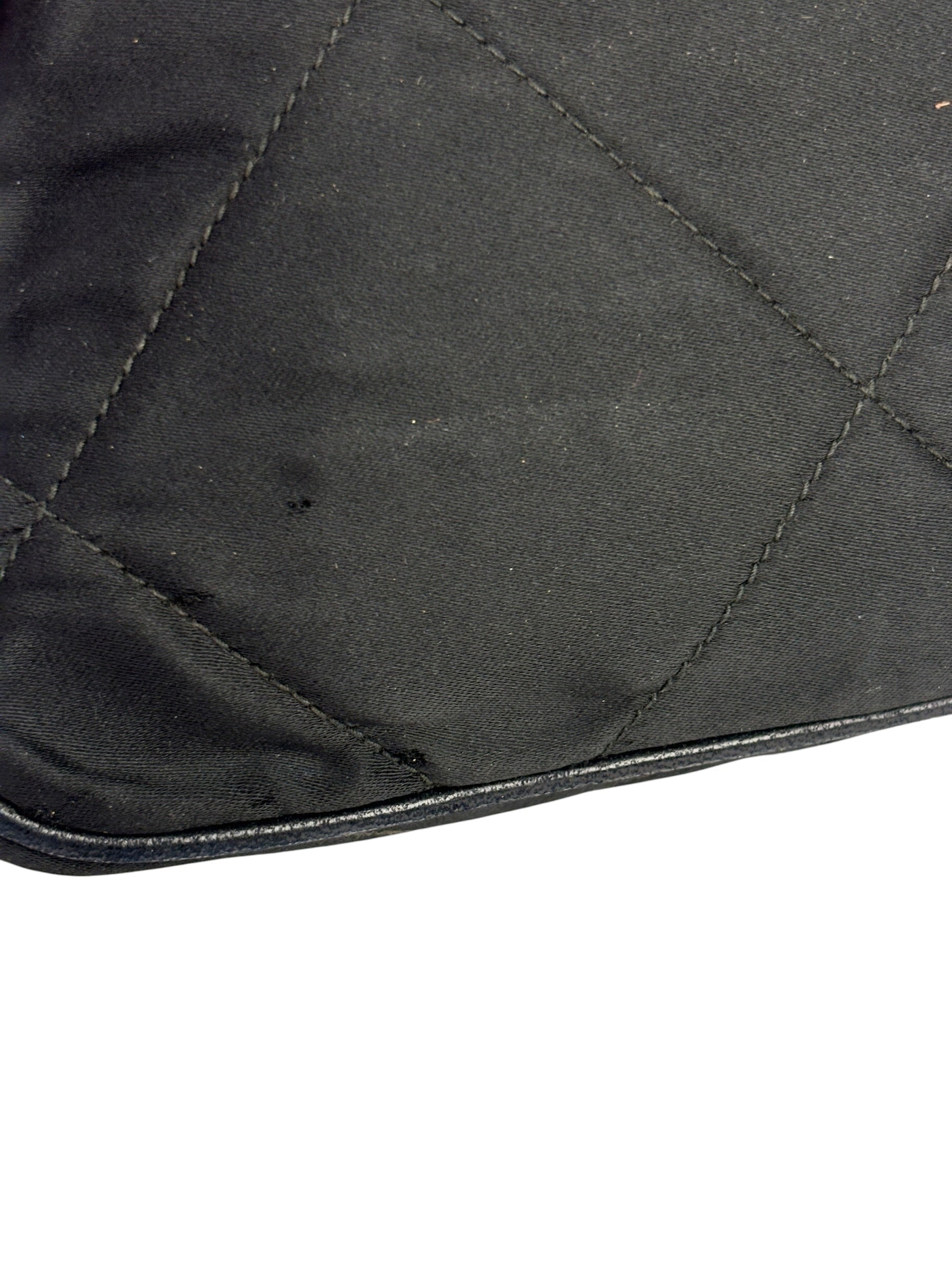 Chanel Black Quilted Satin/Leather Trim Chain Shoulder Bag 1989
