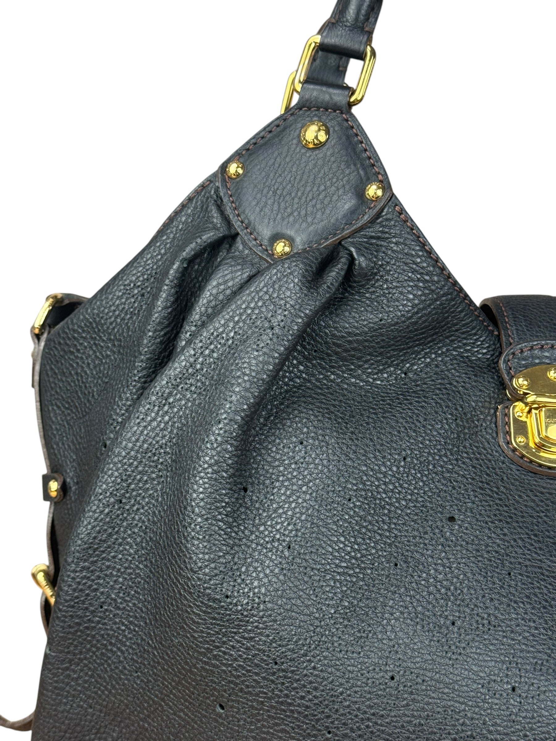 Louis Vuitton Perforated Monogram Mahina Hobo Bag Black