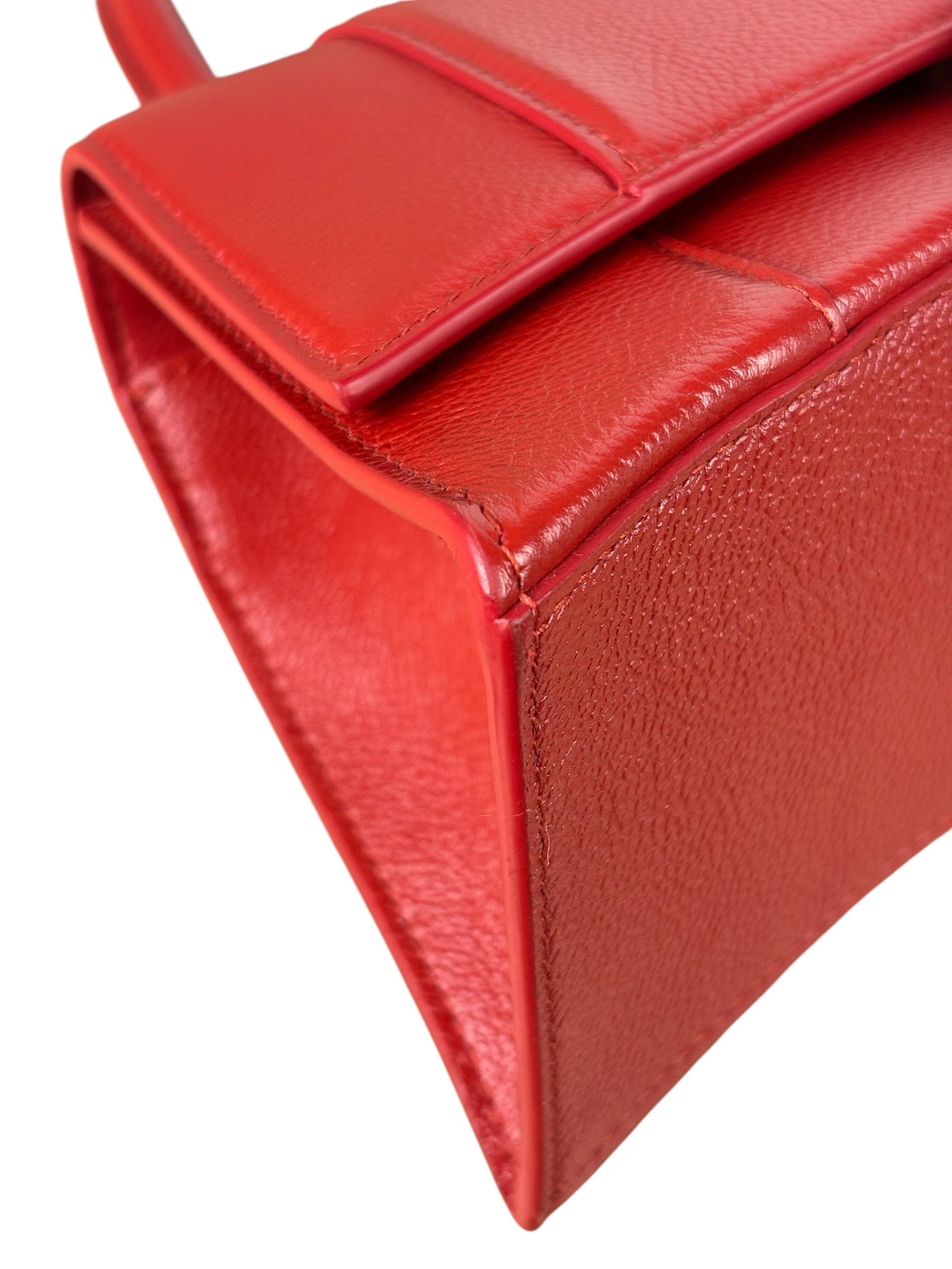 Balenciaga Red Leather Hourglass Small Two-Way Bag