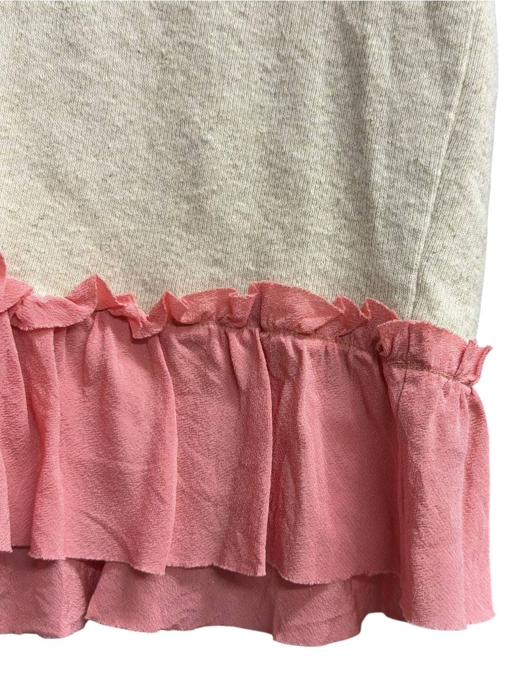 Miu Miu Pink/Beige Cotton Blend Ribbon Back Top