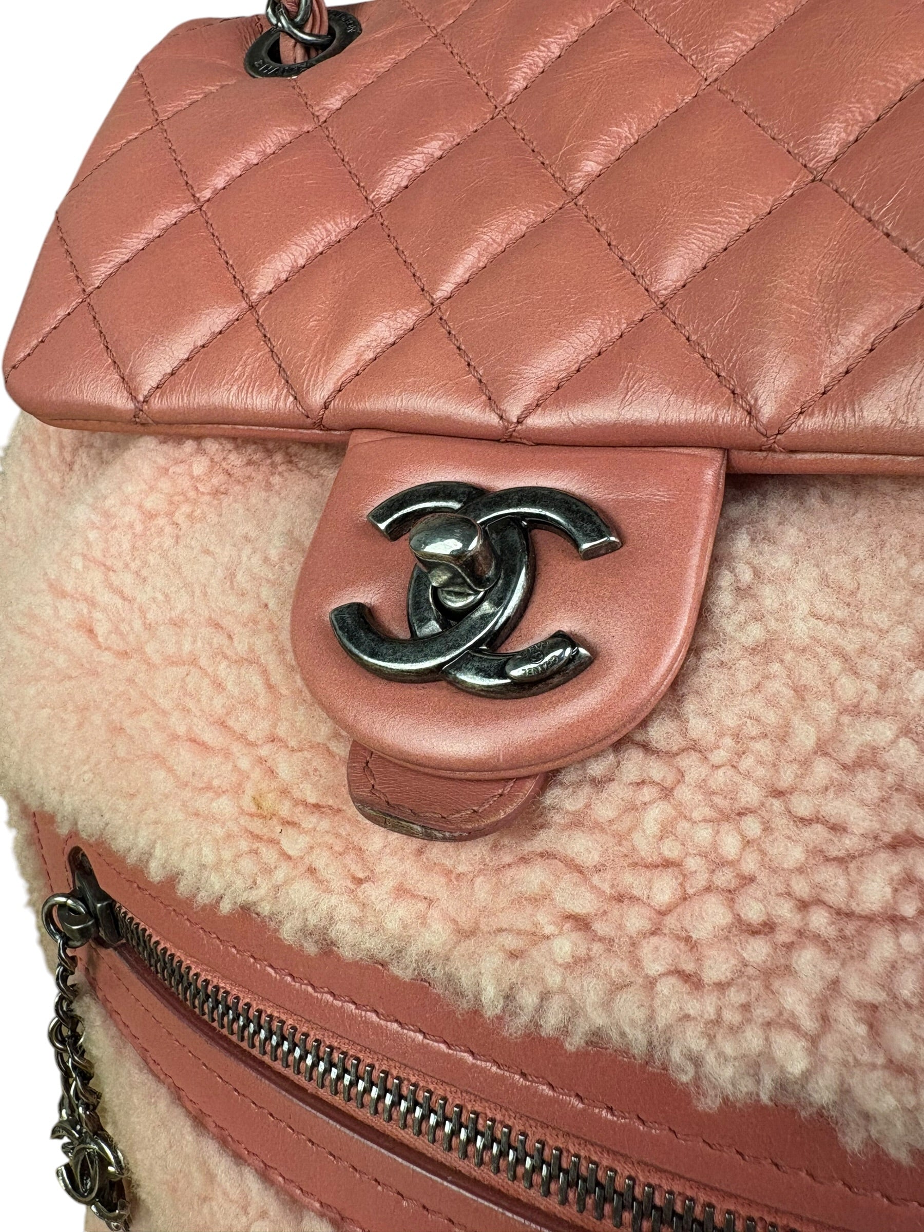 Chanel Paris-Salzburg Pink Shearling Mountain Backpack 2015