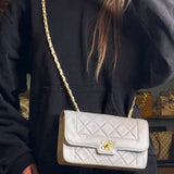 Chanel White Lambskin Diana Bijoux Flap 1992