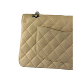 Chanel Beige Quilted Caviar Double Flap 2009