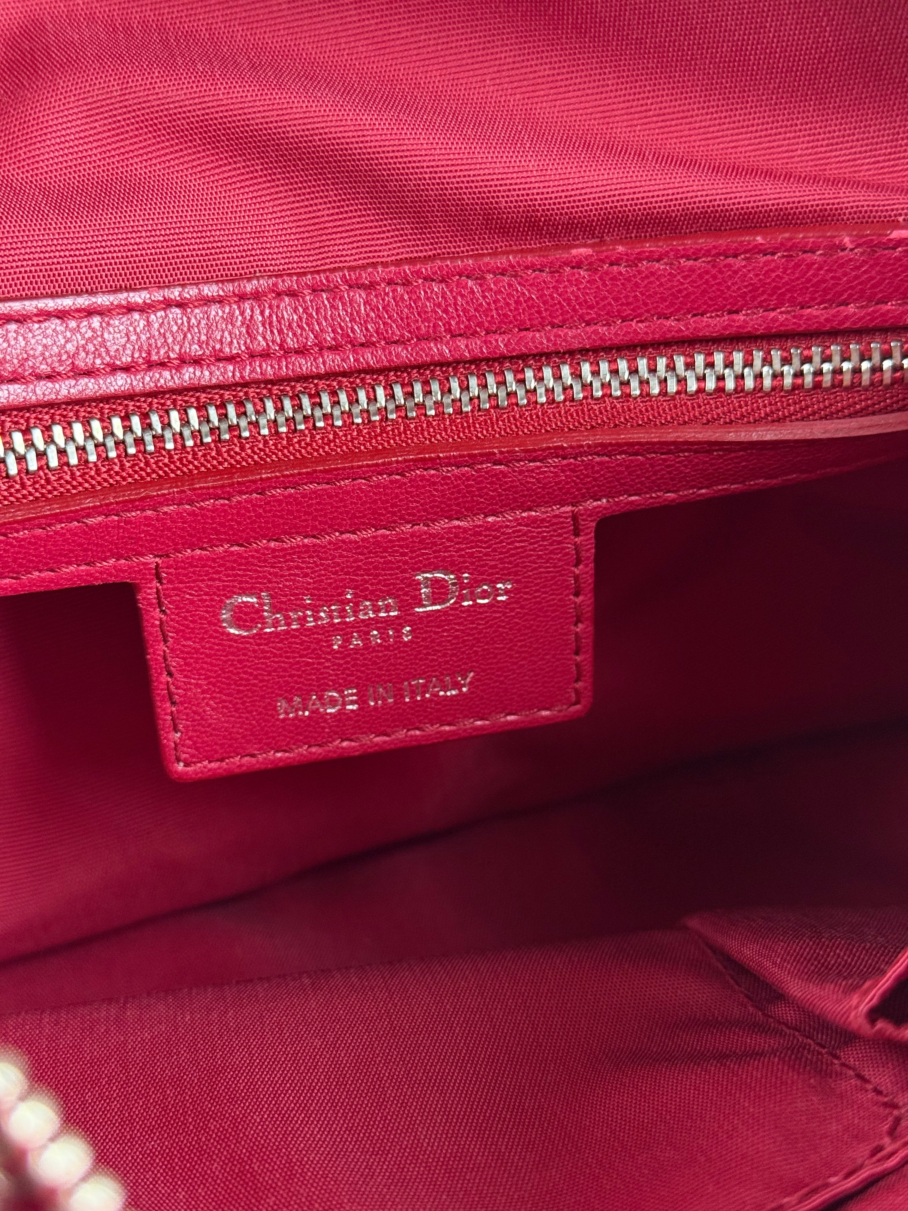 Christian Dior Red Granville Cannage 2Way Handbag