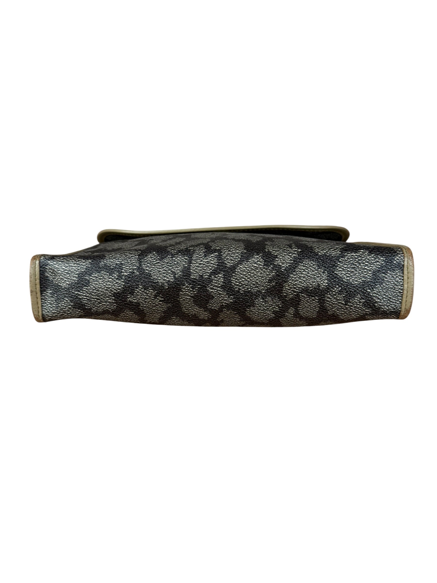Yves Saint Lauren Vintage Gray Giraffe Printed Leather Clutch