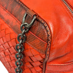 Bottega Veneta Red Lambskin/Lizard Intrecciato Shoulder Bag