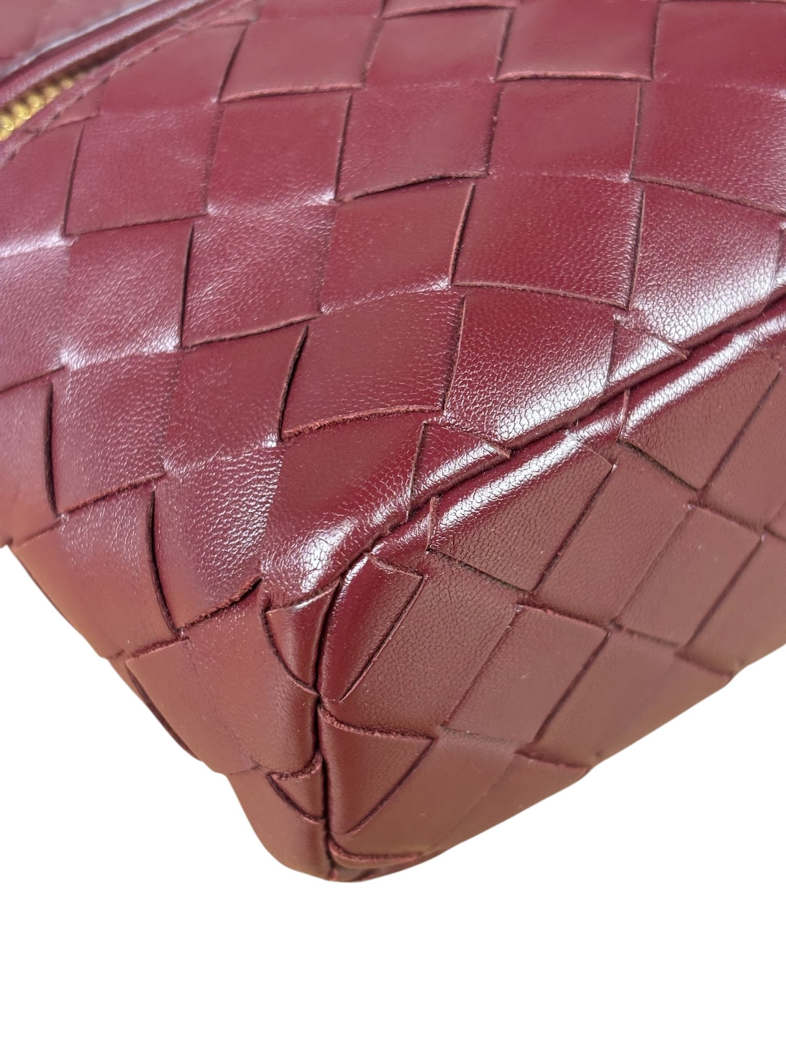 Bottega Veneta Burgundy Leather Intrecciato Bang Bang Vanity Two-Way Bag