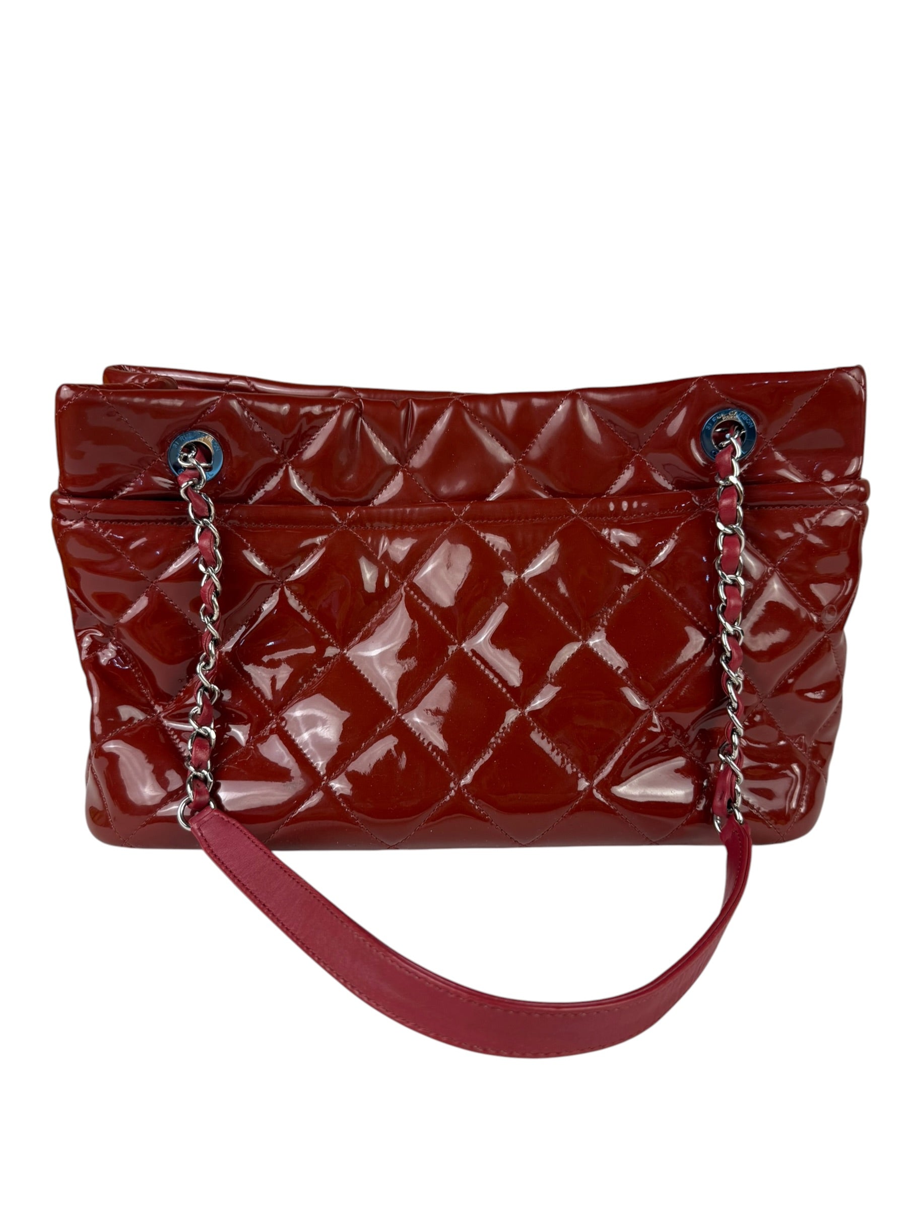 Chanel Patent Red Quilted S Shopper Tote 2013
